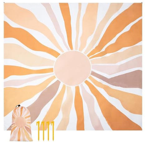 Generisch Coperta da spiaggia, 210 x 200 cm, pieghevole, ad asciugatura rapida, impermeabile e resistente alla sabbia, per campeggio, viaggi, vacanze estive, prato, giardino, cortile e per adulti