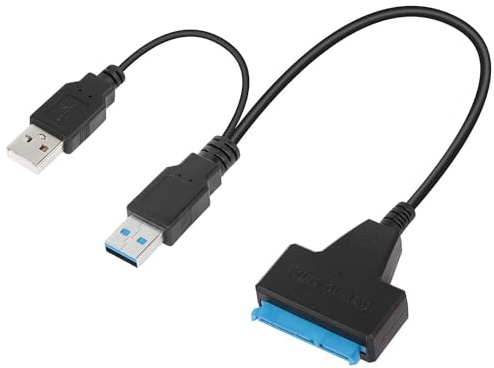 Dual USB to SATA Adapter Cable | USB 3.0 & 2.0 to SATA III External Converter with UASP Support | 2.5/3.5 SSD & HDD Compatible | 12V/2A DC Power Port