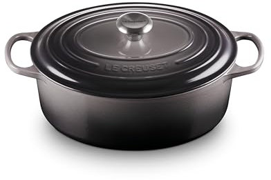 Le Creuset Evolution Cocotte con Tapa, Ovalada, Todas Las Fuentes de Calor Incl. inducción, 6,3 l, Hierro Fundido, Gris Flint