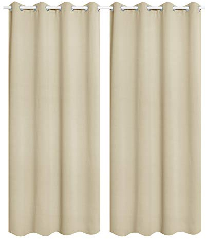 WOLTU Gardinen mit Ösen Vorhänge Leicht 140x225cm Sand | 2er Set, 130g/m² Gardine Leicht & Weich für Wohnzimmer Kinderzimmer 225cm Lang