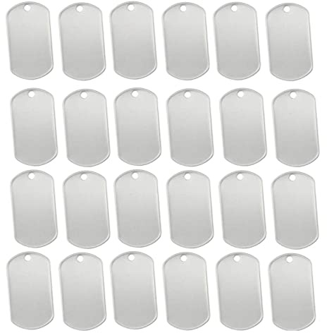 Orgrimmar 100 PCS Dog Tags Shiny Stainless Steel Military spec Rolled Edge Backing Dog Tags for Dogs Engraved- Blank