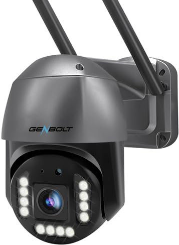 GENBOLT [DC&PoE] 4K WiFi Security Camera Outdoor, 8MP Floodlight Home Surveillance CCTV IP Camera with Color Night, Auto Tracking Human/Vehicle Detection Pan Tilt 4X Digital Zoom (2.4&5GHz)