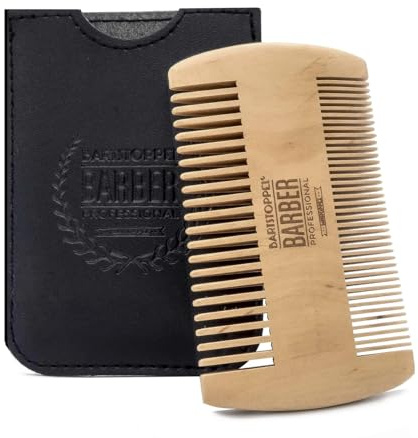Bartkamm aus Echtholz mit Etui – Bartstoppel Barber Company® | Antistatisch, Handgefertigt, Für Vollbart & Schnurrbart