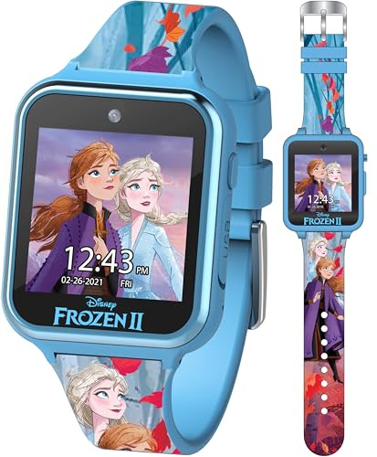 Frozen II Kids Smartwatch - Interactive Touchscreen with 10 Custom Watch Faces, Camera, Games, Alarm, Step Tracker & More - for Girls with Elsa & Anna Silicone Strap - Fits Wrists 5.5'' to 8.0