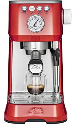 Solis Espressomaschine Barista Perfetta Plus 1170 - Siebträgermaschine - Manometer - Dampf-/Heißwasserdüse - Temperaturregler - 54 mm Siebträger - Doppelauslauf - Rot