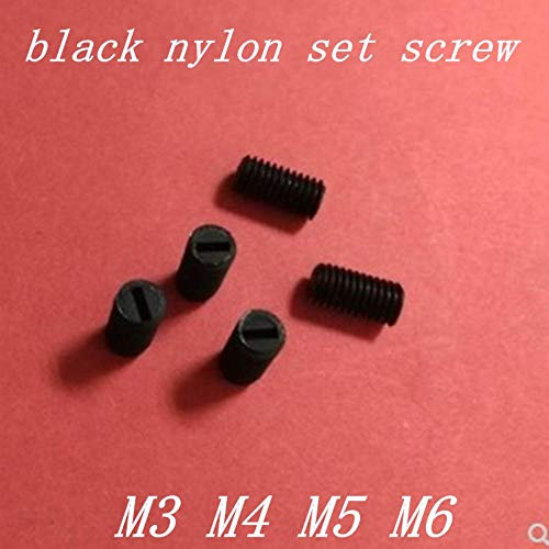 Gewindestifte mit Schlitz, M3, M4, M5, M6, Nylon, Schwarz, 100 Stück