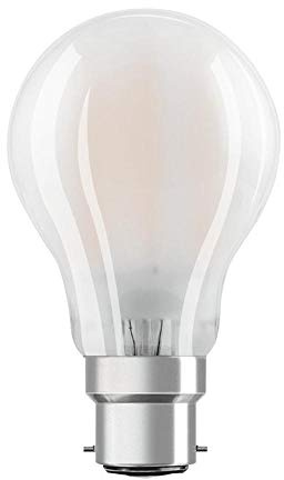 Osram Dimmbare Filament LED Lampe mit B22d Sockel, Warmweiss (2700K), klassische Birnenform, 8W, mattes Glas, Ersatz für herkömmliche 75W-Glühbirne, 1er-Pack