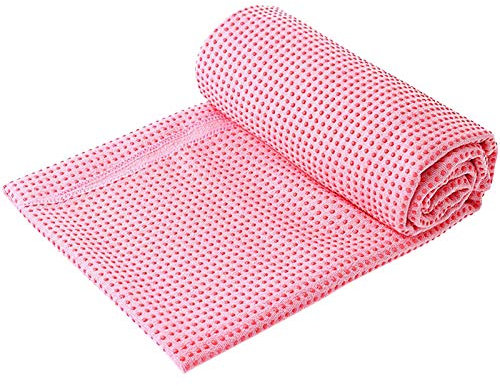 Fangehong Yogamattenauflage rutschfest mit Noppen für Pilates, Yogamatten Handtücher Groß mit Tasche für Bikram, Travel