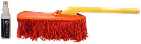 Car Duster California Style – Rot, 62cm, Baumwolle, Holzgriff, Waschbarer Reinigungskopf inkl. Duster Fluid