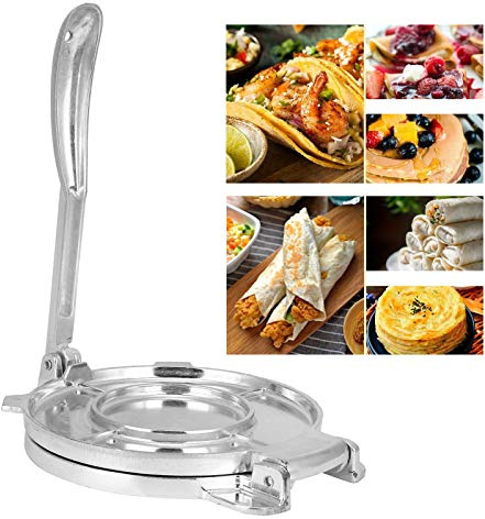 Junlucki Flour Press, Aluminum Alloy Tortilla Press, for Rotis, Empanadas Arepas, Quesadillas Tortillas, Patacones