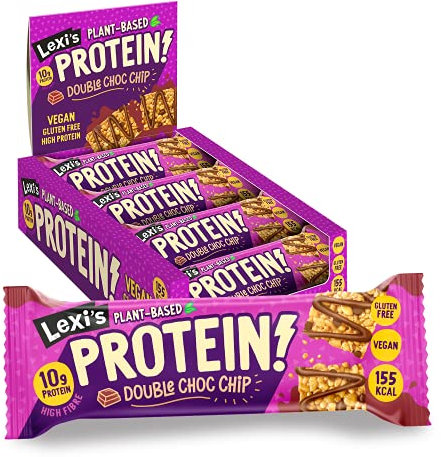 Lexi's® Plant-Based High Protein Crispy Bar | Vegan & Gluten Free | Low Calorie Healthy Snack | Dairy Free, Nut Free, No Sweeteners | Chocolate Chip (12 x 40g)