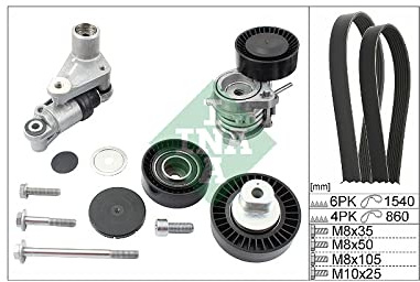INA 529 0053 10 Keilrippenriemensatz 1540mm 6-Rippenanzahl + Umlenkrolle Kompatibel mit BMW 3 Limousine E46 1437475 1722789 1437929