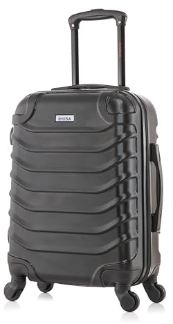 InUSA ENDURANCE Luggage with Spinner Wheels | Durable Lightweight Hardshell Suitcase, Spacious Travel Bag with Handle and Trolley | 20-Inch Carry On Small Luggage | Black