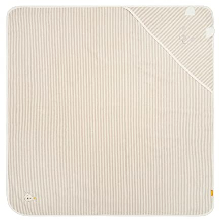 Steiff Baby Unisex Badetuch, Weiches Handtuch mit Kapuze aus Baumwolle, 100 x 100 cm, Weiß (Cloud Dancer), OneSize