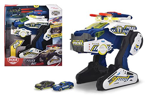 Dickie Toys - Polizei-Fahrzeug Police Bot (35 cm) futuristisches Polizeiauto (groß) mit Transform-Funktion & weiteren Features, Spielzeug Licht Sound für Kinder ab 3 Jahren, Mehrfarbig, 203794001