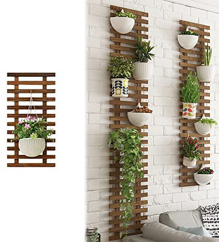 XLHWJCP Treillage Pots en Bois, Support Plantes Grimpantes Brise Vue ClôTure de Jardin Treillis, Support Tuteur Colonne pour Plantes Grimpantes Décoration Murs Terrasse Jardin (60x29cm/23.6x11.4in)