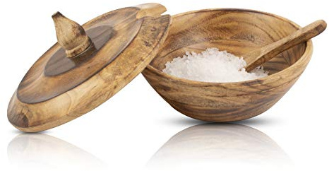 Azucarero de madera rústico hecho a mano y cuchara con tapa, boca ancha, tarro de golosinas, especias, soporte para condimentos, recipiente de almacenamiento de té, novedad para el hogar y la cocina