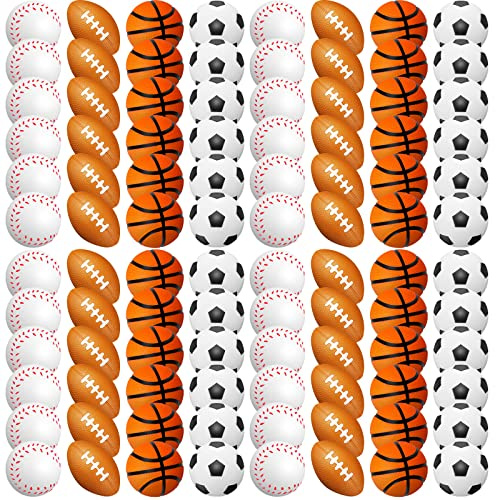 120 Pieces Sports Stress Balls Mini Foam Soccer Ball, Basketball, Football, Baseball Stress Toys for Anxiety Relief Sports Themed Birthday Party Supplies Game Stocking Stuffers