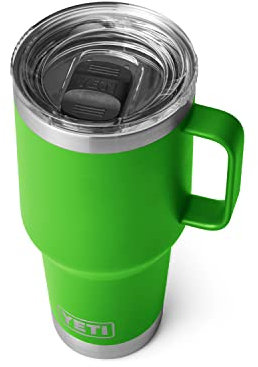 YETI Rambler Reisebecher, 850 ml, Edelstahl, vakuumisoliert, mit starkem Deckel, Baldachin, grün