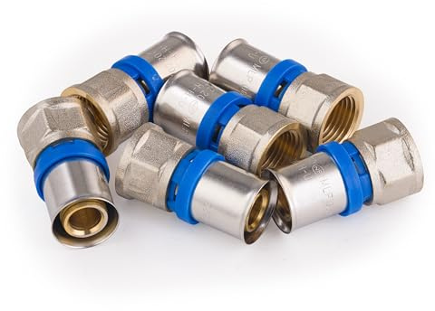 Racor recto hembra Ø20 1/2' multicapa a prensar (x6) | Conexión resistente y duradera | Ideal para instalaciones de fontanería | Fácil instalación y ajuste seguro | QUICK PLOMBERIE