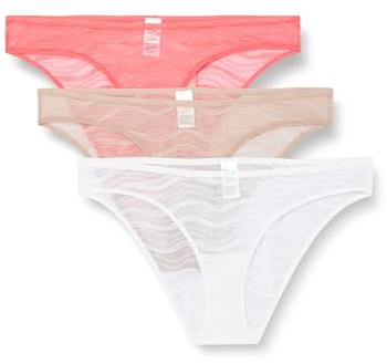 Calvin Klein dam 3-pack bikini (Low-Rise), Calypso korall/cedar/vit, XL, Calypso korall/ceder/vit, XL