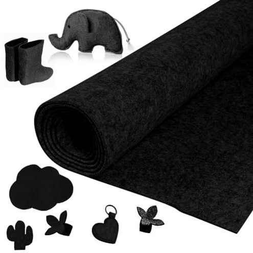 Yuragim Filzrolle Filzstoff, Filz Meterware 30cmx250cmx3mm Filz Stoff Bastelfilz Dekofilz Taschenfilz Filzmatte für DIY Aufbewahrungstasche Filzunterlage Patchwork Nähen Basteln (Schwarz)