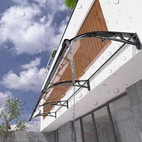 Marquise de porte exterieur avec rainure de drainage, arqué Support en aluminium Maisons auvent porte d'entree, polycarbonate auvent de terrasse, Vent/pluie/neige, protection UV, silencieux. ( Color :