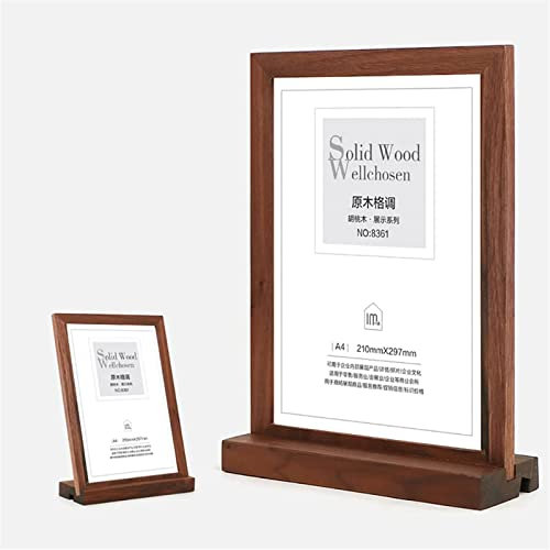 LuminescentDream Espositore da Tavolo A4/A5/A6,Supporto Pubblicitario da Banco,Espositore da Banco,Verticale e Bifacciale Presentazione per pubblicità,Poster,Menu,Foto,Negozi,Base in Legno