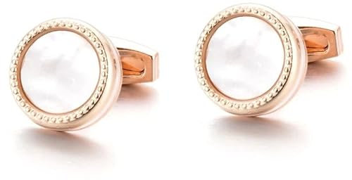 Schmuck Herren Manschettenknöpfe Rund Schmuck Farbe Roségold Hemd Manschettenknöpfe Für Herren Manschettenknöpfe Knöpfe Muschel (D) (D)
