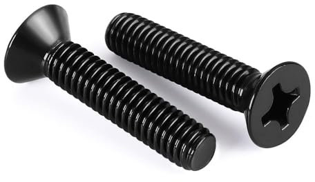 Dayalo 25 Stück M6x40 Schrauben, Senkkopfschrauben, Flachkopfschrauben, Edelstahl A2 V2A, Kreuzschlitz, Vollgewinde, Schwarze Oxid