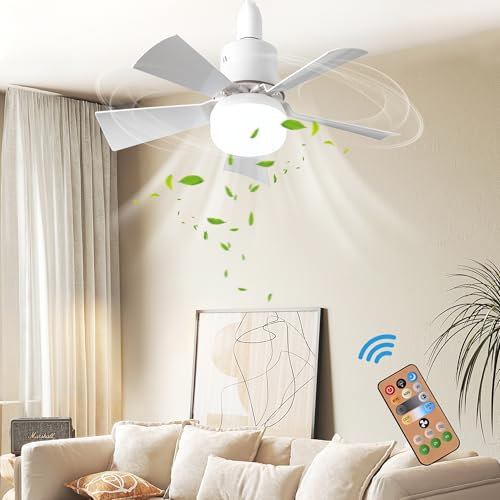 KEAGAN LED Ceiling Fan with Lights, E27 40W Ceiling Fan Lights with Remote Control, LED Dimmable, 3 Speeds, Timing, Modern LED Ceiling Light for Living Room Bedroom