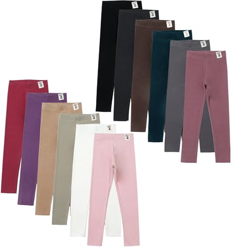 Chicduo 12 Pack Girls Leggings Yoga Pants for Girls Cute Bunny Patched Pants Kids Soft Full Length Comfy Pants Multicolor