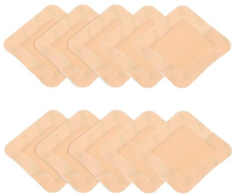 FONCBIEN Apósito de Espuma de Silicona con Borde, 10ud Apositos Adhesivos Impermeables 10cm x 10cm Apósitos para Heridas Altamente Absorbente Tiritas Cicatrizantes para Pieles Sensibles