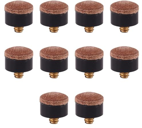 10 Stück Schraubspitzen, 13 mm Pool-Queue-Spitzen, Ersatzspitzen aus Leder, Zubehör für Pool-Queues und Snooker (braun)