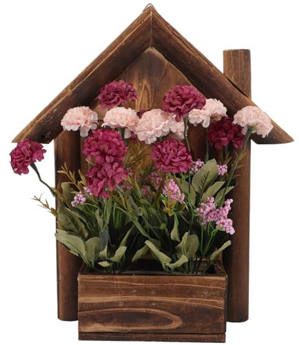 Gogogmee Hängender Holzblumentopf Für Wanddekoration Carbonisierte Und Schimmelresistente Blumenkästen Mit Künstlichen Hortensien Für Stilvolle Wohnräume Und Hochzeitsdeko