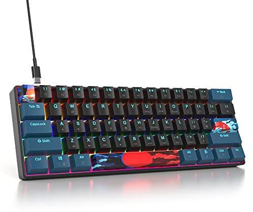 SbocKeeb 60% Clavier Gaming pour PC, Mini Clavier Gamer 60 Pourcent Mecanique, Filaire Clavier Gamer 60% USB American QWERTY Ultra-Compact à 61 Touches pour Gamer Win/Mac