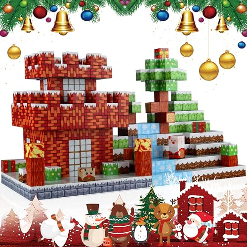 Welmay Magnetische Bausteine 100PCS, Christmas Magnetic Building Blocks für Kinder, Montessori Magnetbausteine Konstruktionsspielzeug ab 3 4 5 6+ Jahren, 2.3CM