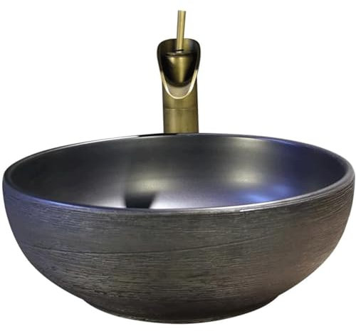 Lavabo à Poser, Vasque à Poser, Vasque Ronde à Poser, Vasque rétro, Vasque de Salle de Bain en céramique, Vasque à Poser rétro sans Robinet 40 15CM