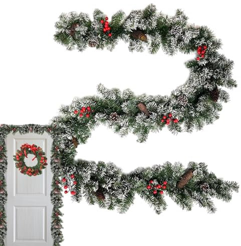 Weihnachtsgirlande mit Tannenzapfen, Weihnachtsgirlande für den Außenbereich - 8,8 Fuß künstliche Weihnachtsgirlande für die Haustür,Weihnachtsgirlande für die Haustür, Winter
