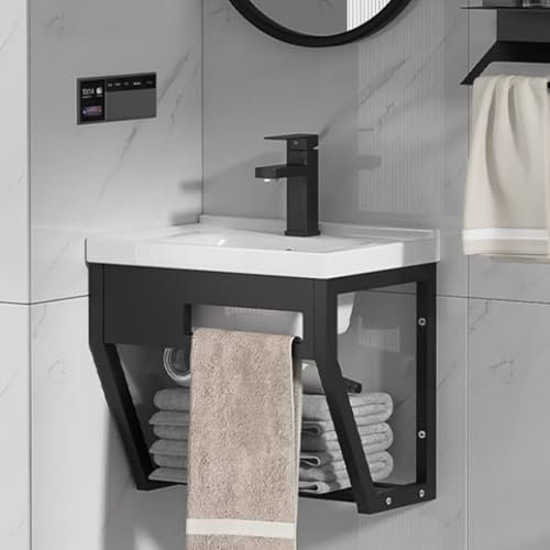 BRCYKRWY Lavabo in Ceramica Mobile Bagno Sospeso Mobile Bagno Lavabo Angolare Lavabo Rettangolare in Ceramica Lavabo Sospeso con Troppopieno E Foro per La Rubinetteria for Bagno,Lavanderia
