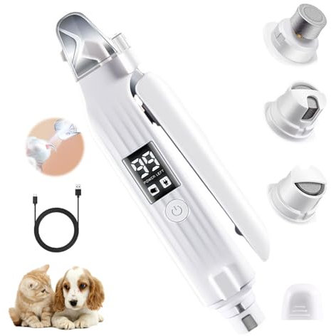 Skeadex 2-in-1 Krallenschere für Hunde, Elektrisch Hunde Nagelschere mit LED Licht, Krallenschleifer für Hunde mit Digitale Anzeige 500mah, Katze Krallenschneider für Verschiedene Körpertypen Haustier