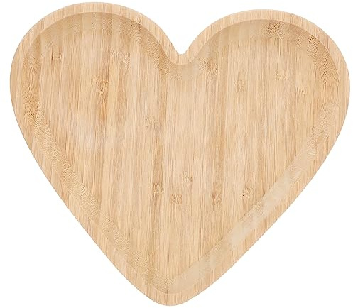 ABOOFAN Bandeja De Almacenamiento Plato De Madera Corazón Frutas Snacks Decoración