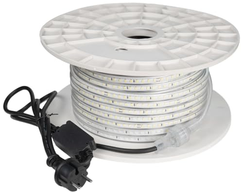LaapDak LED Streifen Baustrahler,50m,55000lm,6500K,IP54 Wasserfest,LED Arbeitsbeleuchtung, led lichtschlauch,TÜV-zertifiziert,erweiterbar auf 50m,Baustellenlampe,Bau,Garage,Garten,Innen und Außen