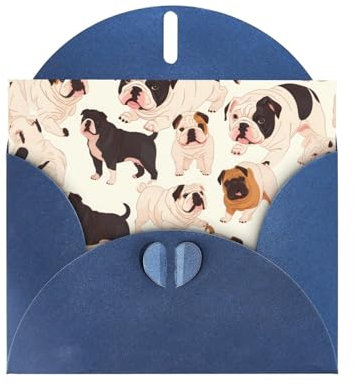 WZYWHJ Blaue Weihnachtsgrußkarte für Weihnachten, Geburtstag, Jahrestag und weitere englische Bulldoggen