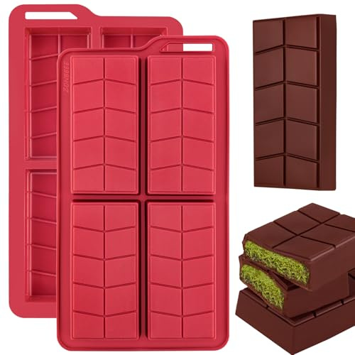 ZONBBEE Moule Silicone Tablette de Chocolat Dubai Forme Carrée Démoulage Facile,Moule Pepites De Chocolats Grand Pour Protéiné Barre Dragées les chocolats et les bonbons(2 Pièces)