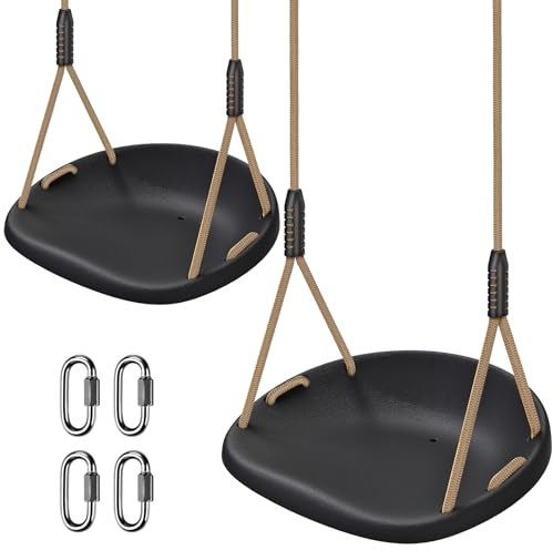 BeneLabel 2pz Asiento de Columpio, Columpio para NiñO, con Cuerda Ajustable 150-200cm para NiñOs 1 a 3 AñOs, Forma Cóncava, hasta 600 Libras, Negro