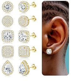 Roheafer Zirconia Zubique Boucles D'oreilles 18k or Blanc Hypoallergénique 925 Sterling Silver Colonne D'oreille Grand Rond Carré Imitation Diamant Boucles D'oreilles Or