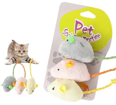 OKENTEN Lot de 3 jouets interactifs pour chat - Souris en peluche avec herbe à chat et chaton - Jouet pour animaux de compagnie - Souris (B)
