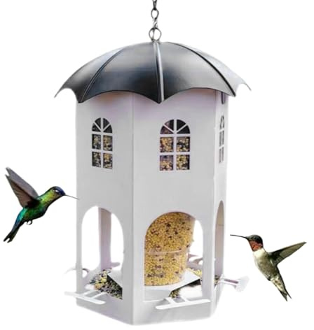 Wasserspender für Kolibri zum Aufhängen, Wildvogel-Futterstation für Balkon, wetterfeste Futterstation, wasserdicht, Metall, , Vogelfutterspender für Gartendekoration