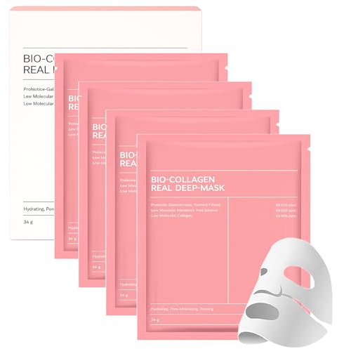 Collagen Face Mask, 4Pcs Bio Collagen Sleeping Mask, Overnight Hydration for Dry Skin, Deep Moisturising Anti-Aging Face Mask For Wrinkle Reduction, Skin Elasticity